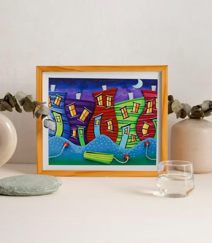 grumpy goat gallery matted art- dancing houses104722