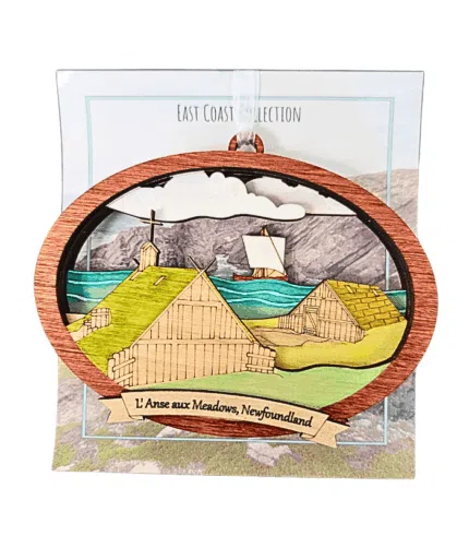 Wood Burned L'anse Aux Meadows Ornament